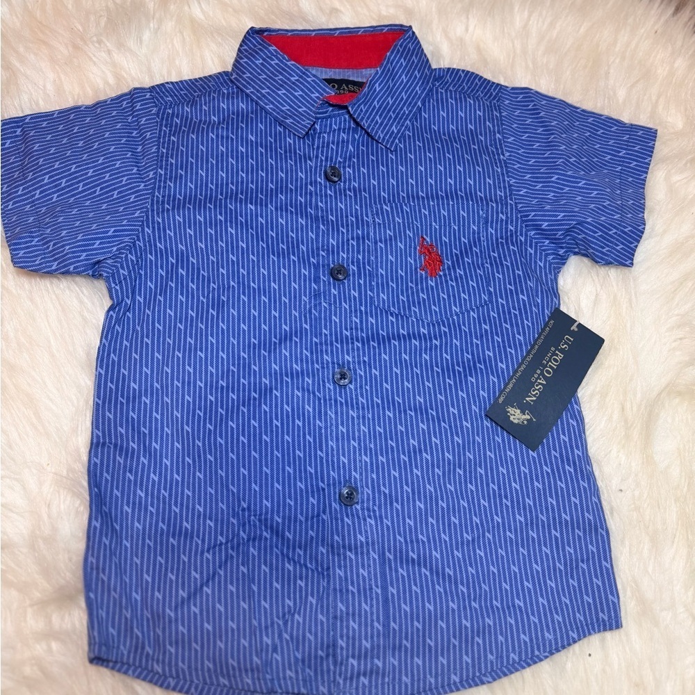 U.S. Polo Assn. Blue Patterned Kids Button Down Shirt